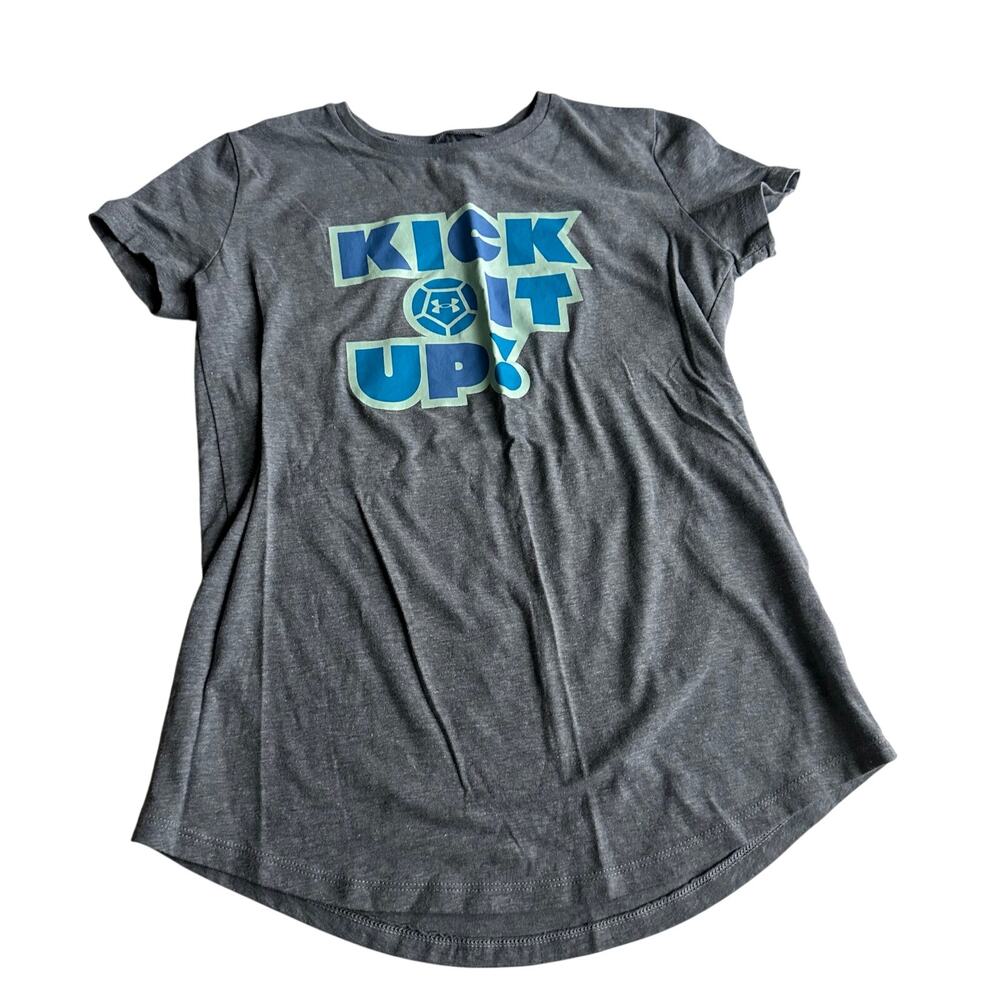 Under Armour Youth medium Gray Athletic Soccer Tee Shirt